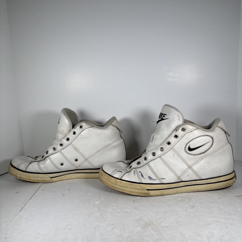 Size 11.5 Vintage Nike Sweet‎ Lew Leather Mid White Sneakers 310601-101 - Picture 5 of 9